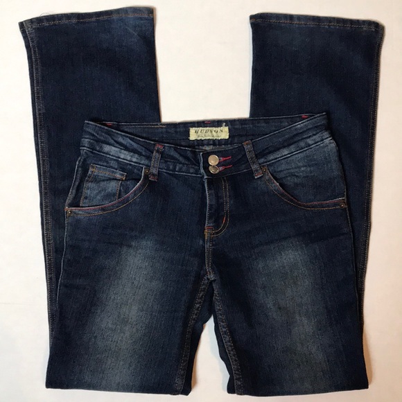 Hudson Jeans Leather Flap Rear Pockets Size 28 - Picture 1 of 3